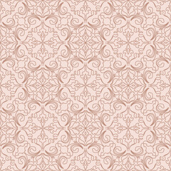 Obraz premium Seamless Classic Floral Line Art Pattern for Wallpaper, Textile, Packaging, and Background. Vector Design