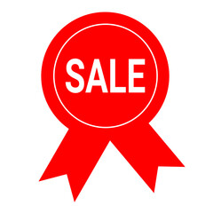 Red Sale Ribbon Badge Discount, Promotion, Offer, Clearance, Deal
