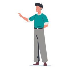 Young man pointing character