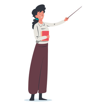 Woman with pointing stick character