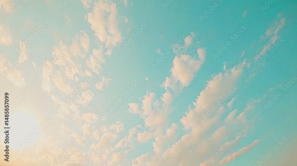 Poster pastel cloudscape displaying soft, diffused light.