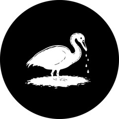 Monochromatic serenity: A swan's reflection on water in an abstract circle
