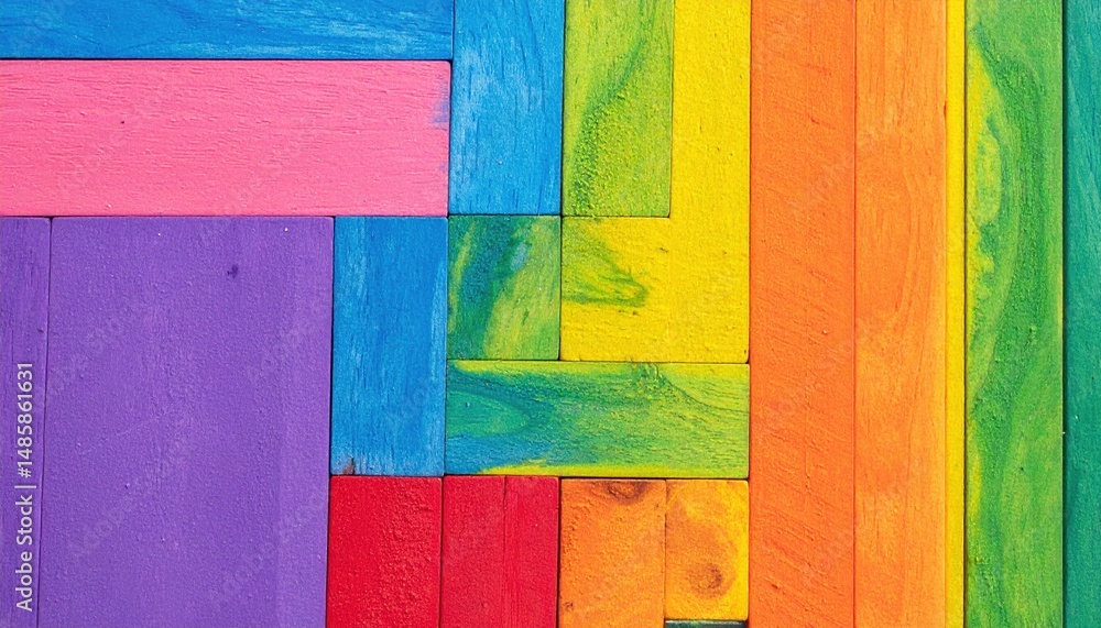Poster a vibrant and visually striking background featuring an array of colorful wood textures, showcasing 