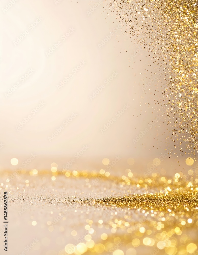 Poster a shimmering gold glitter background sparkles with tiny flecks of light, creating a luxurious and fe