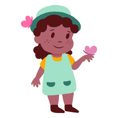 Girl and butterfly flat