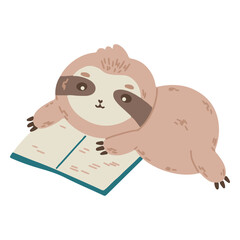 Cute sloth reading 