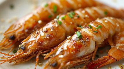 Grilled shrimp served at a Thai beachfront restaurant