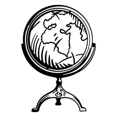 Globe filled stroke antique decor