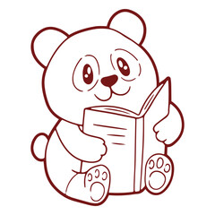 Cute kawaii-style teddy bear reading a book   