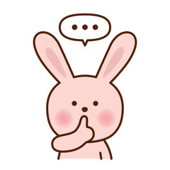静かにのポーズをするうさぎのイラスト