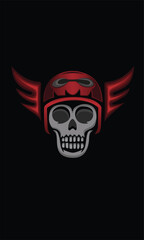  Vector racing helmet with fiery wings and a skull, symbolizing rebellion and speed. Perfect for motorsports, gaming or streetwear designs ideal for merchandise, decals, posters, logos, and more