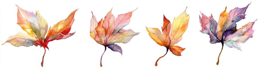 Watercolor autumn leaves