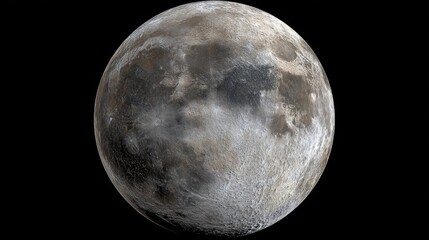 Fototapeta premium Detailed image of the moon revealing its craters and surface textures against a black background in high resolution