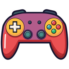 Colorful flat vector game controller icon for video gaming or entertainment concepts

