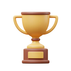 輝く金色のトロフィー、シンプルデザイン、温かみのある色合いで表現