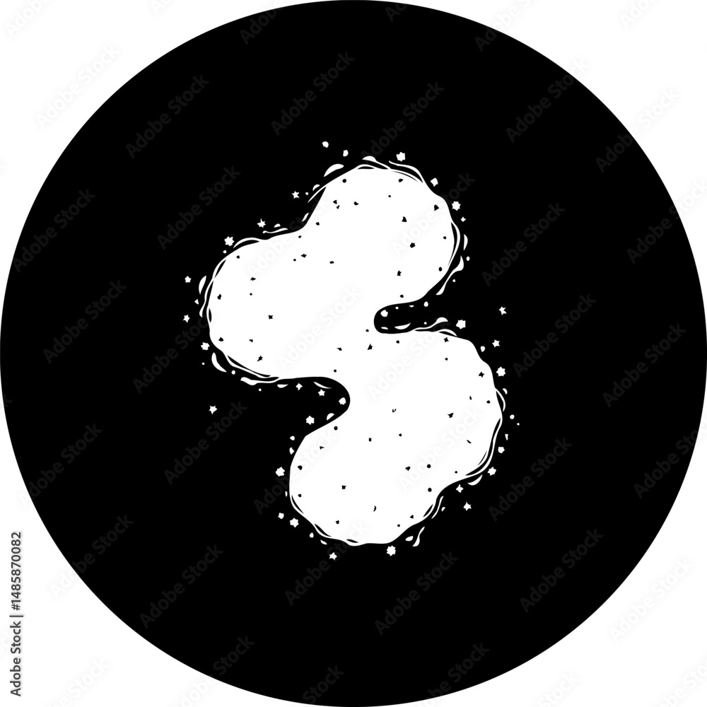 Poster abstract representation of cellular division within a stark, contrasting sphere