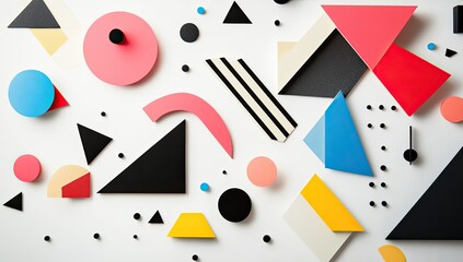 Abstract geometric shapes in vibrant colors on a white background