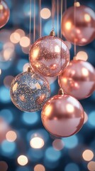 Elegant Christmas Spheres: A Festive Display of Ornaments and Sparkling Lights