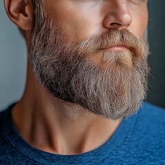 Obraz premium Close-up of smooth, tangle-free beard after brushing, shiny hair texture