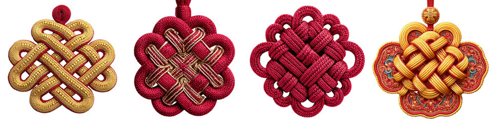 Lucky knot ornament. Isolated on white background. Chinese decorative charm