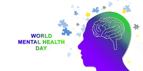 2d illustration world mental health day
