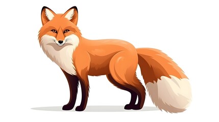Obraz premium Cute Fox Animal Cartoon Flat Isolated Vector Illustration for Children's Books and Educational Materials