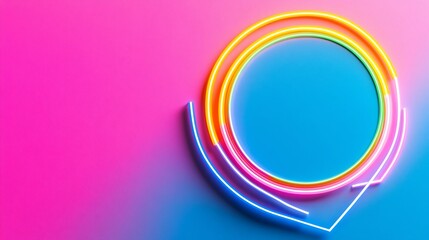 Obraz premium Vibrant neon circles on gradient background