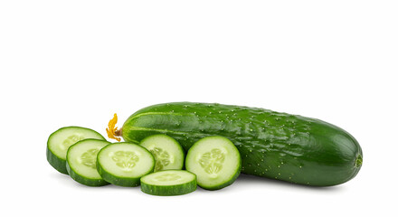 Cucumbers, Sliced cucumber, Sliced cucumbers, Fresh Cucumber with Slices Isolated on White Background