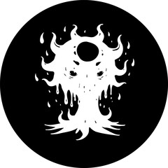 Abstract ethereal figure in contrasting monochrome cosmic background design