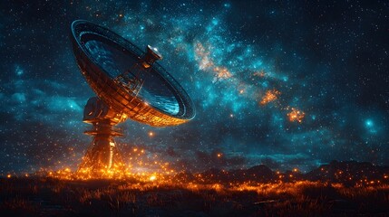 Obraz premium Massive space telescope receiving signals from the cosmos