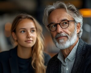 A senior business leader mentoring a young entrepreneur in a professional setting