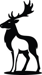 Majestic deer white and black art, Noble deer profile design