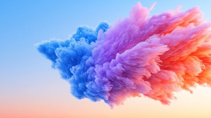 Obraz premium Vivid blue, purple, and orange smoke cloud against a pastel sky