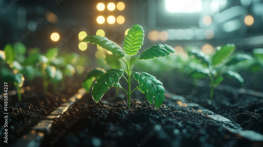Poster 3d render of genetic engineering and gmo concept in a tech-driven scientific layout