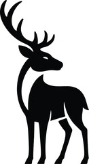 Black silhouette of standing deer, Simple wildlife deer silhouette