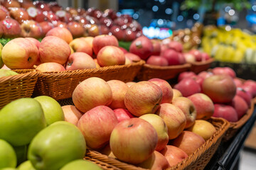 Fresh Apples Displayed in Grocery Store