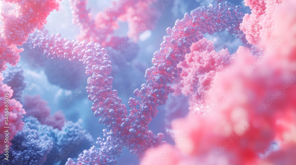 Aufkleber a 3d conceptual rendering showing dna mutations, genomic decoding, and high-tech medical modeling