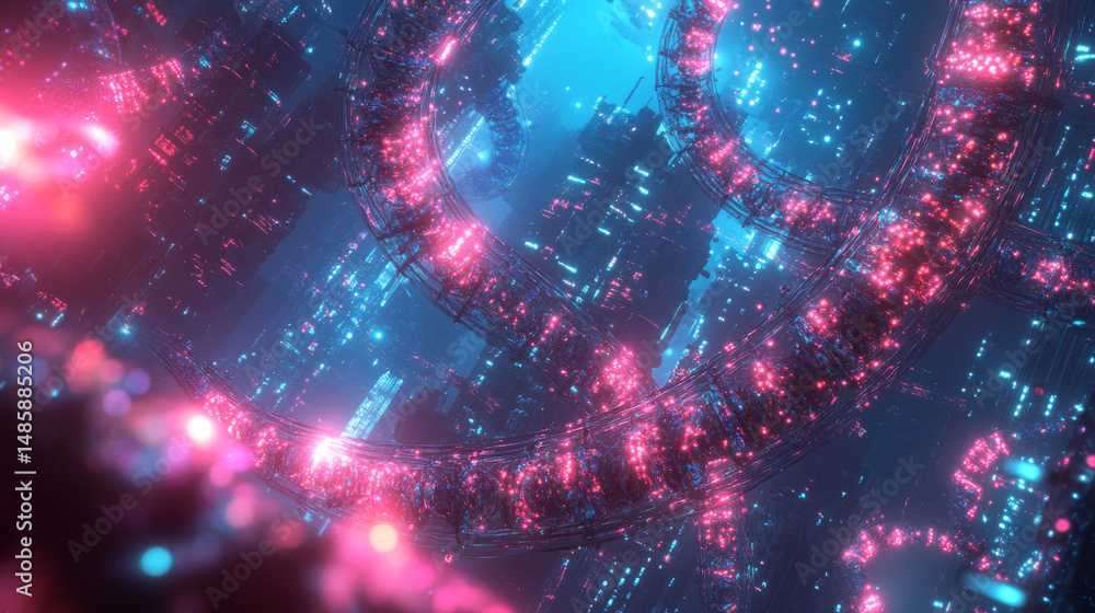 Poster a 3d conceptual rendering showing dna mutations, genomic decoding, and high-tech medical modeling
