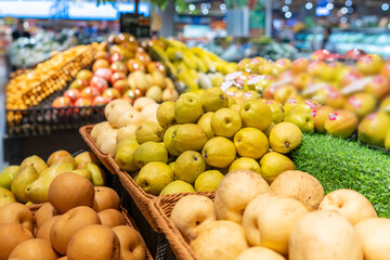 Fresh Fruits Display at Supermarket