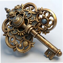 Obraz premium Intricate Steampunk Key with Gears and Vintage Details