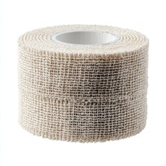 High-Resolution Image of Beige Fabric Bandage Roll Isolated on White