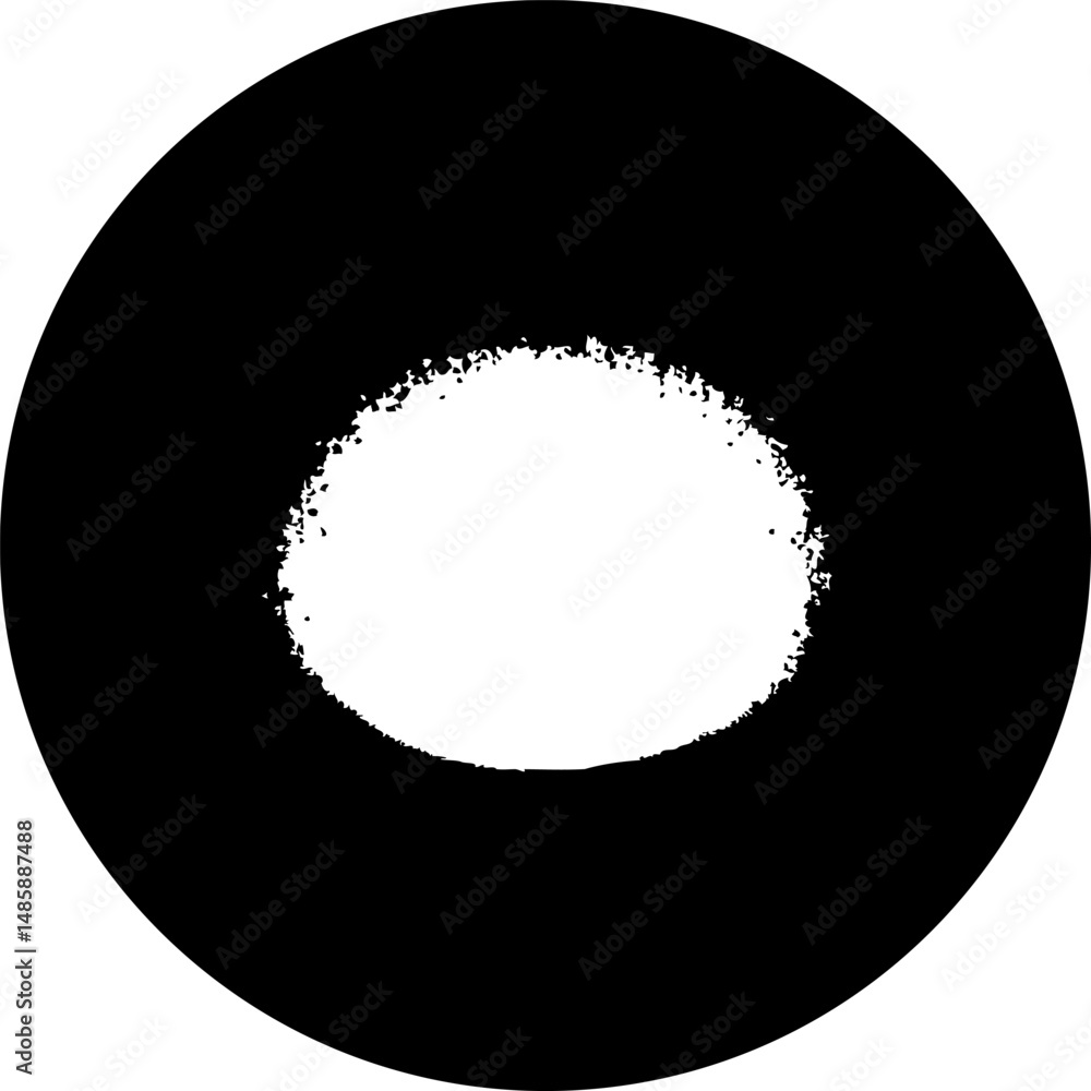 Aufkleber abstract circle form with textured center and simple black and white contrast