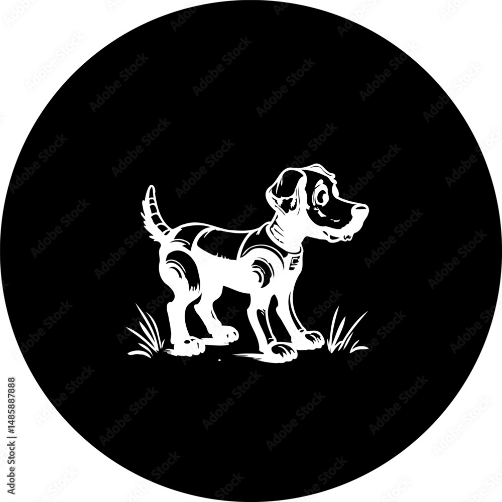 Poster playful canine silhouette on a dark backdrop featuring distinctive character