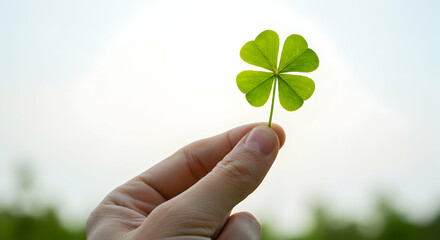 Four leaf clover, Shamrock, Luck, Hand Holding a Four-Leaf Clover