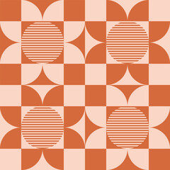 Minimalist Cheater Quilt Sunflowers pastel pink pumpkin orange squares circles stripes
