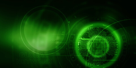 2d illustration Abstract futuristic electronic circuit technology background
