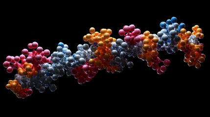 Amino acid chain illustrated in 3D as a protein structure