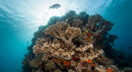Naklejka premium Coral Reef with Fish Underwater