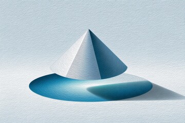 A line-art cone casting a small shadow, placed diagonally on a blank canvas
