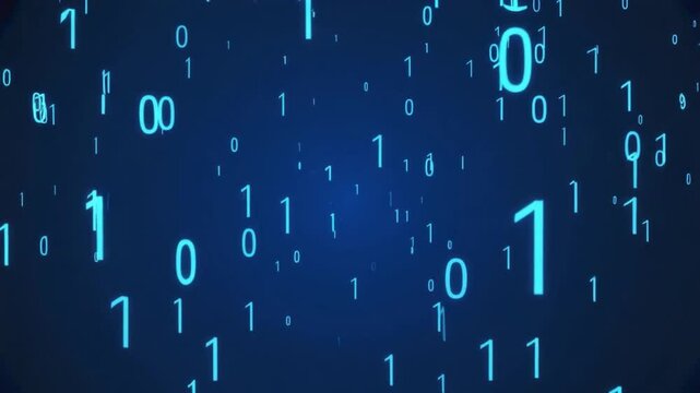 Digital binary code background with numbers.